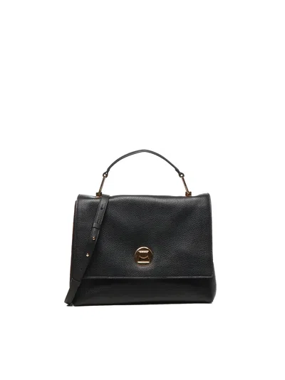Coccinelle Liya Hand Bag In Grained Leather In Black
