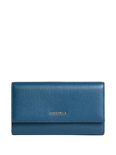 Coccinelle Logo-appliqué Leather Wallet In Blue