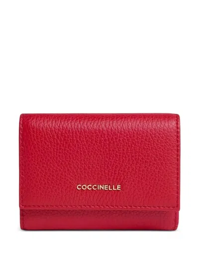 Coccinelle Logo-appliqué Leather Wallet In Red