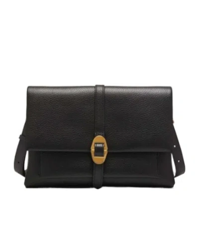 Coccinelle Logo-buckle Clutch Bag In Black