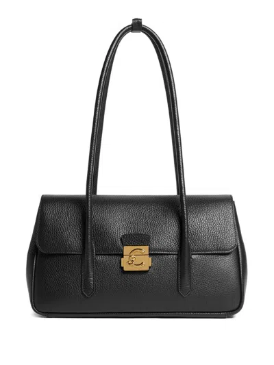 Coccinelle Logo-buckle Shoulder Bag In Black