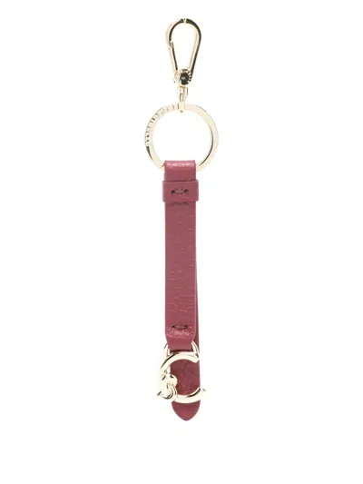 Coccinelle Logo-charm Keyring In Pink