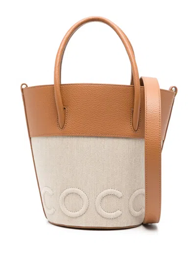 Coccinelle Logo-embossed Bucket Bag In Brown