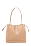 Coccinelle Logo Embossed Drawstring Tote Bag In Beige