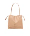 Coccinelle Logo Embossed Drawstring Tote Bag In Nude