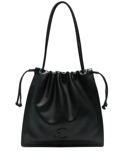 Coccinelle Logo Embossed Drawstring Tote Bag In Black