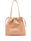 Coccinelle Logo Embossed Drawstring Tote Bag In Brown