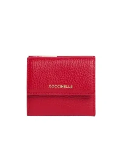 Coccinelle Logo Lettering Tri-fold Wallet In Red