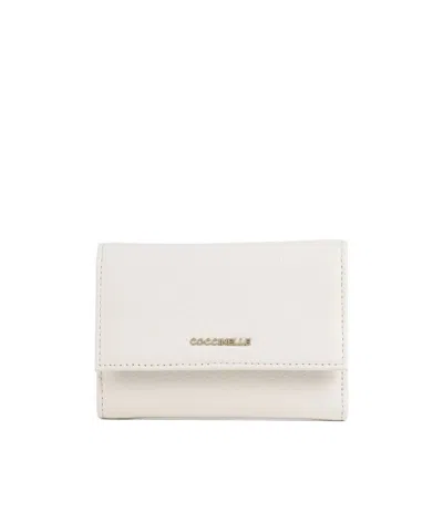 Coccinelle Logo Lettering Tri-fold Wallet In White