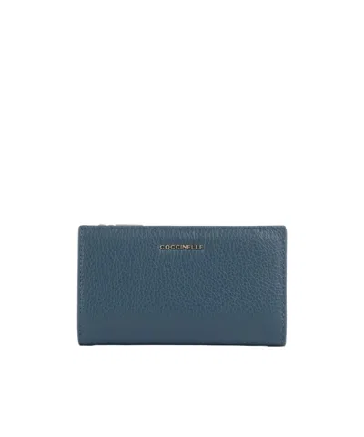 Coccinelle Logo Lettering Zipped Wallet In Blue