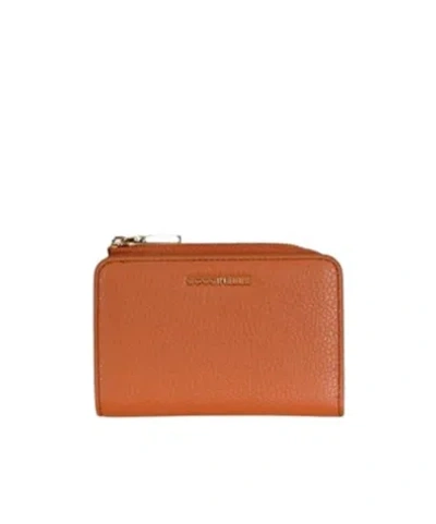Coccinelle Logo Lettering Zipped Wallet In Brown