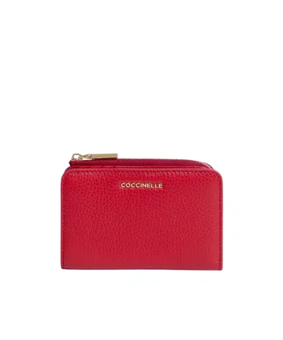 Coccinelle Logo Lettering Zipped Wallet In Red