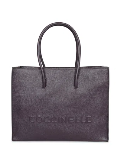 Coccinelle Logo Myrtha S Tote Bag Plum In Brown