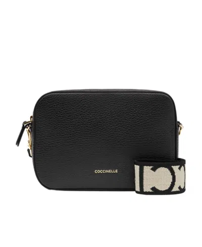 Coccinelle Logo-plaque Leather Satchel Bag In Black