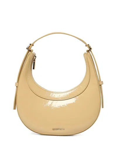 Coccinelle Logo-plaque Leather Shoulder Bag In Neutral