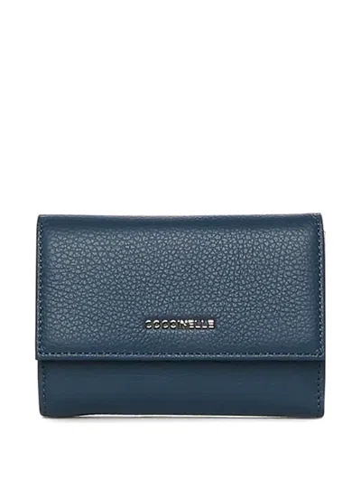 Coccinelle Logo-plaque Leather Wallet In Blue