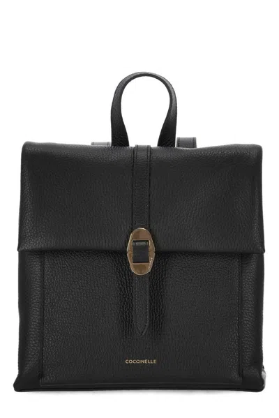 Coccinelle Logo Printed Dorian S Backpack In Black