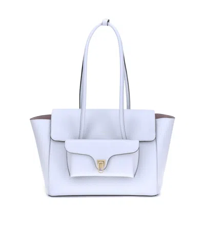 Coccinelle Logo Printed Double Bit Shoulder Bag In Blue