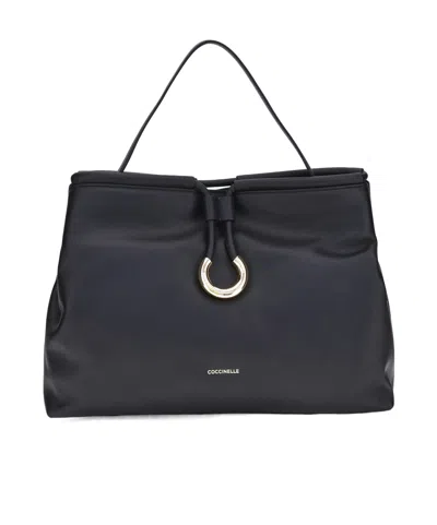 Coccinelle Logo Printed Lisbet Shoulder Bag In Black
