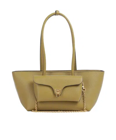 Coccinelle Logo Printed Shoulder Bag In Green