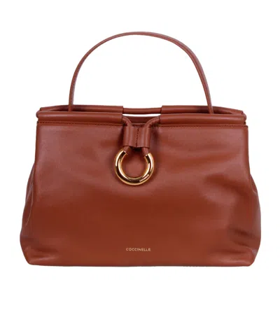 Coccinelle Letter Logo Handbag In Brown