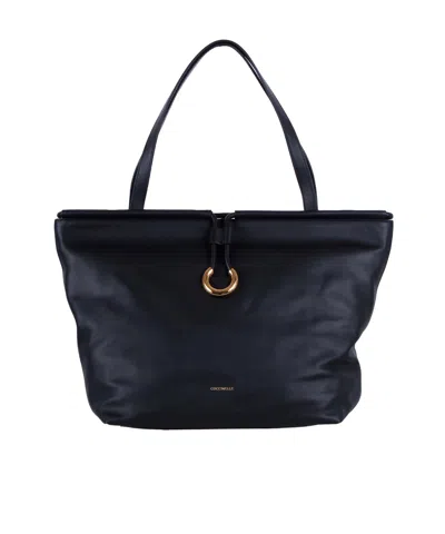 Coccinelle Logo Stamp Top Handle Bag In Black
