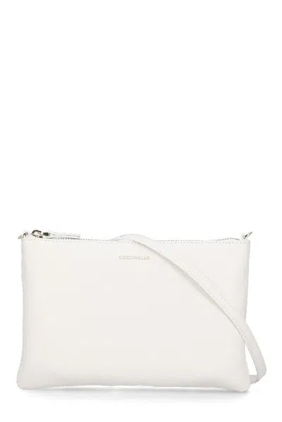 Coccinelle Logo Stamp Zipped Clutch Bag In White