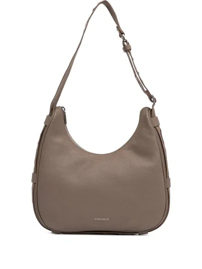 Coccinelle Logo-strap Zip-up Tote Bag In Brown