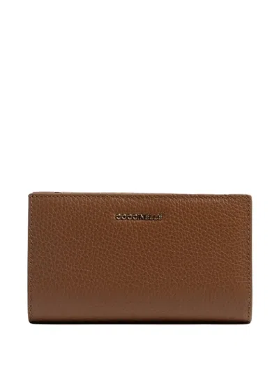 Coccinelle Logo-lettering Pebbled-leather Wallet In Brown