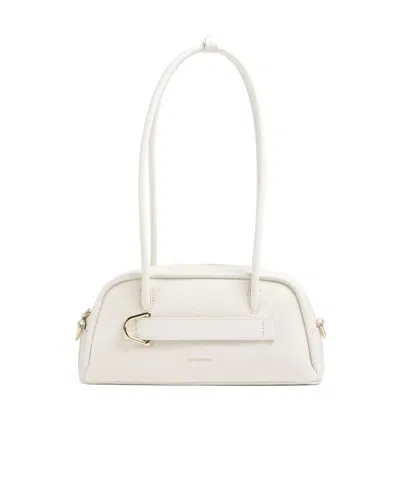 Coccinelle Logo-lettering Zipped Shoulder Bag In White
