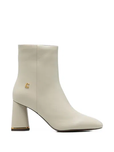 Coccinelle Logo-plaque Block-heel Ankle Boots In Neutral