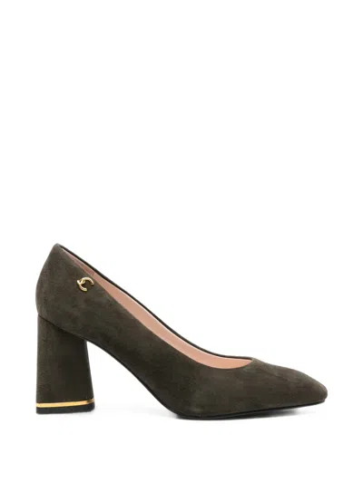 Coccinelle Logo-plaque Block-heel Pumps In Green