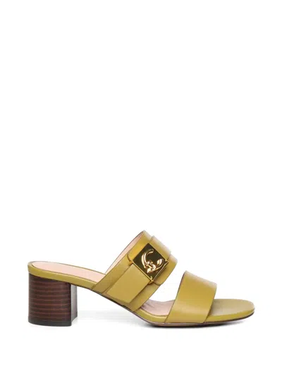 Coccinelle Logo-plaque Double-strap Sandals In Yellow