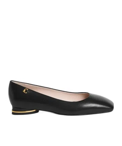Coccinelle Logo-plaque Flat Shoes In Black