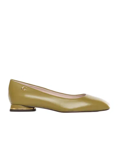 Coccinelle Logo-plaque Flat Shoes In Green