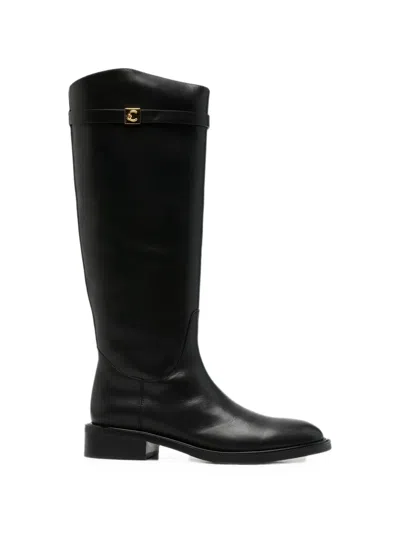 Coccinelle Logo-plaque Leather Boots In Black