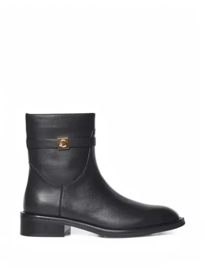 Coccinelle Logo-plaque Leather Boots In Black