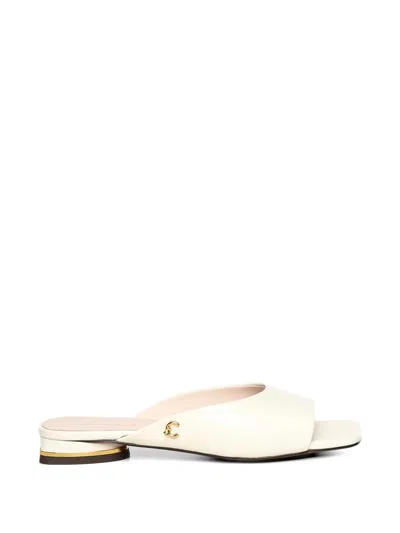 Coccinelle Logo-plaque Leather Sandals In White
