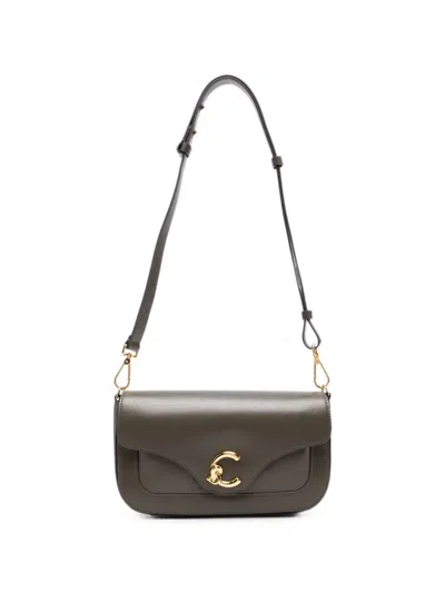 Coccinelle Logo-plaque Leather Shoulder Bag In Brown