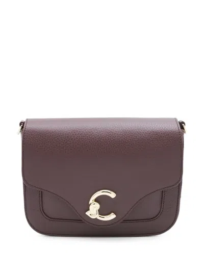 Coccinelle Logo-plaque Leather Shoulder Bag In Purple