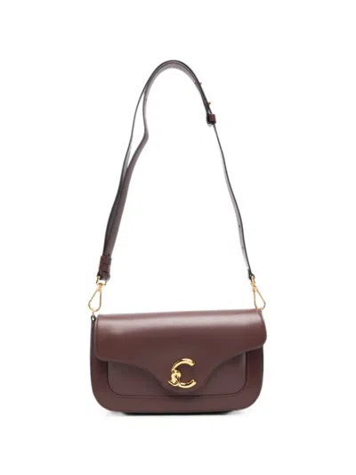Coccinelle Logo-plaque Leather Shoulder Bag In Red