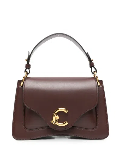 Coccinelle Logo-plaque Leather Tote Bag In Brown