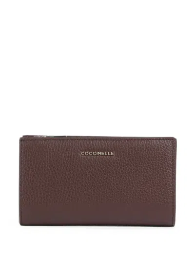Coccinelle Logo-plaque Leather Wallet In Brown