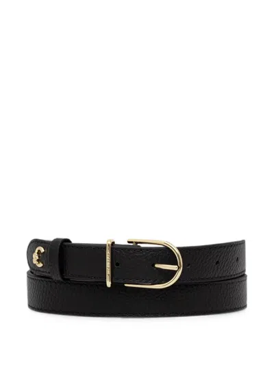 Coccinelle Logo-plaque Pebbled Belt In Black