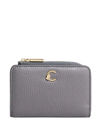 Coccinelle Logo-plaque Pebbled Wallet In Gray