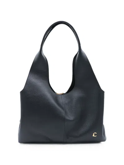 Coccinelle Logo-plaque Pebbled-leather Tote Bag In Black