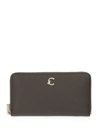 Coccinelle Logo-plaque Pebbled-leather Wallet In Brown