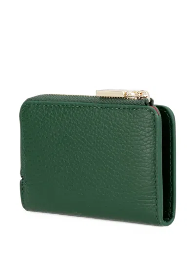 Coccinelle Logo-plaque Pebbled-leather Wallet In Green