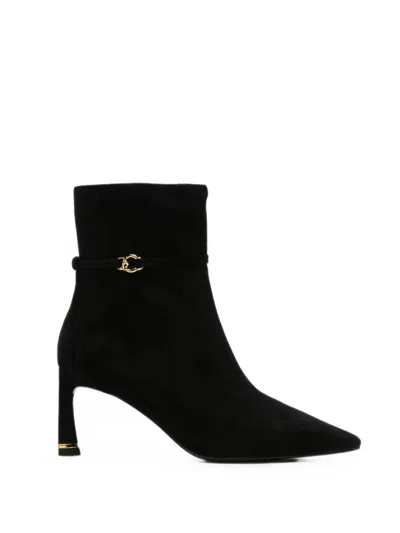 Coccinelle Logo-plaque Suede Ankle Boots In Black