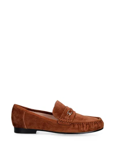Coccinelle Logo-plaque Suede Loafers In Brown
